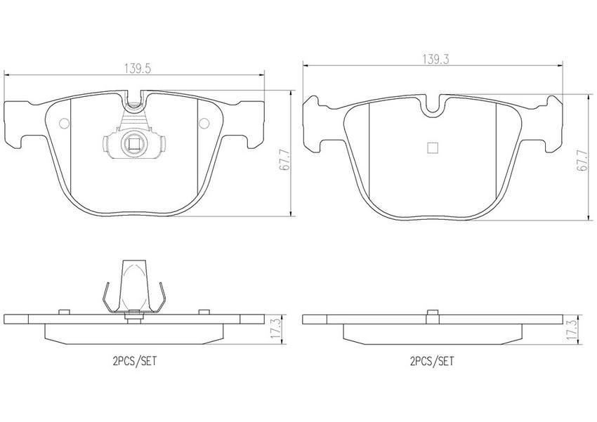 BMW Disc Brake Pad Set - Rear (Ceramic) 34216857117 - Brembo P06026N